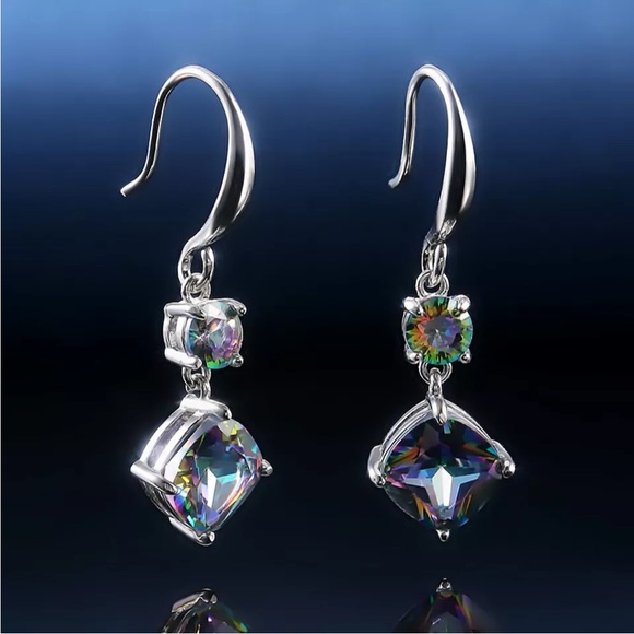 New Lovely 925 Sterling Silver Mystic Topaz Drop Earrings - Picture 3 of 9